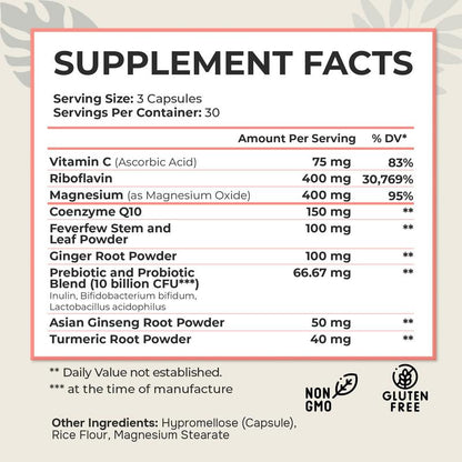 Migraine & Gut Support Formula – 90 Capsules