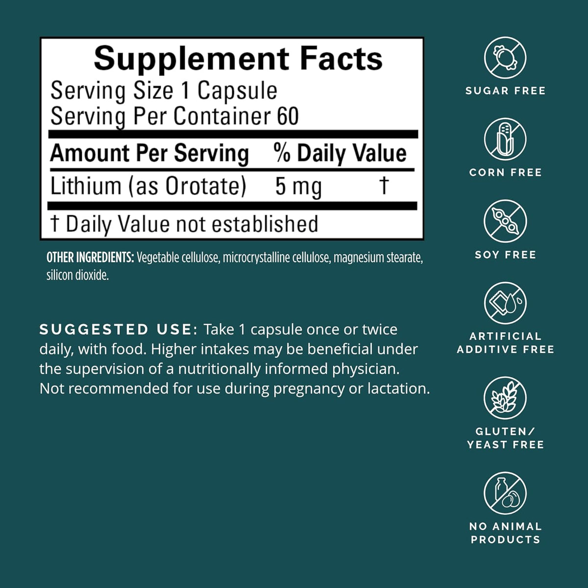 Lithium Orotate Mood & Cognitive Support Capsules - 60 Capsules