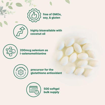 Organic Selenium + Coconut Oil — 500 Softgels