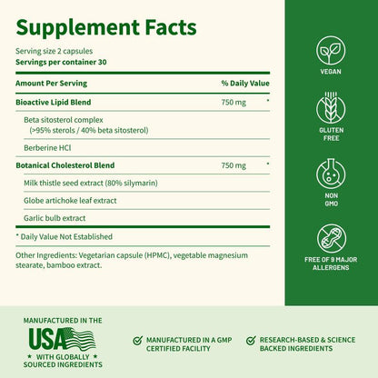 Cholesterol Health Support Supplement - 60 Capsules
