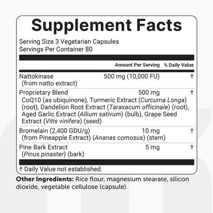 Nattokinase 10,000 FU (500mg) Complex - 240 Capsules