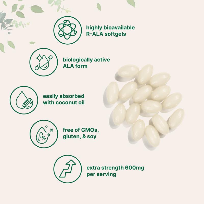 R-Alpha Lipoic Acid 600mg Softgels – 120 Count