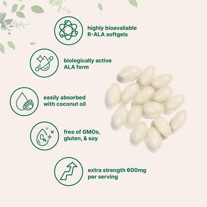 R-Alpha Lipoic Acid 600mg Softgels – 120 Count