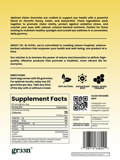 Lutein & Zeaxanthin Eye Support Gummies – 60 Count